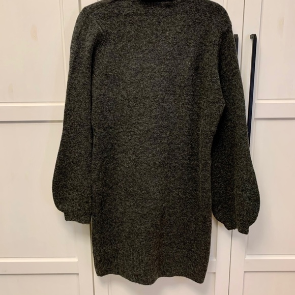 Yes Lola Alpaca Sweater Dress  gray Sheath Balloon Sleeve Work Wear Size L - Picture 9 of 12